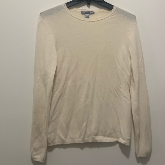 100% Cashmere Sweater 2- Ply Cream Medium - Picture 1 of 4
